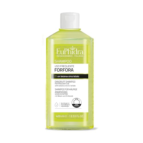 Euphidra, Shampoo Uso Frequente Forfora, Flacone 400 ml, con Zinco Lattato e Betaina per Prevenire la Forfora e Idratare il Cuoio Capelluto, Senza SLES, Siliconi e Parabeni, Dermatologicamente Testato