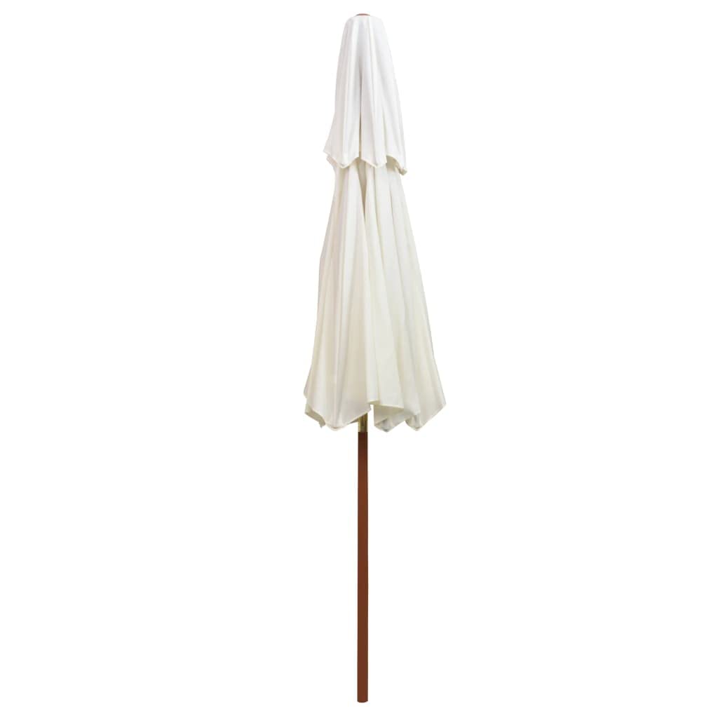 Sombrilla de Madera de Teca con Poste Resistente y Cubierta de Poliéster UV, 8 Varillas Robusta para Jardín y Patio, Diseño de Dos Pisos para Circulación de Aire, Fácil