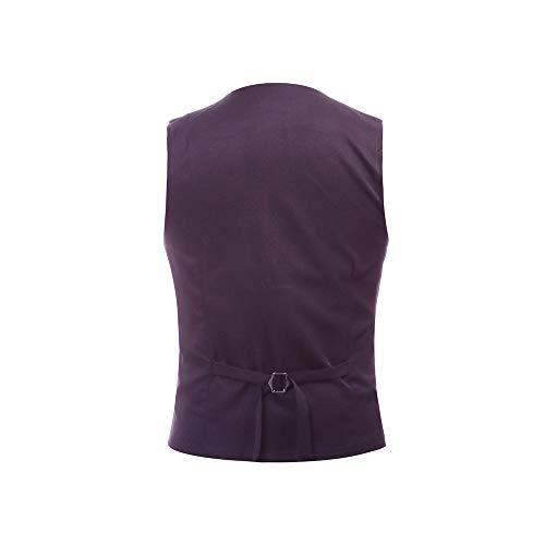 YOUTHUP Gilet Costume Homme sans Manche Slim Fit Multicolore Veste Business Mariage Elégant,Violet,S - Image 4