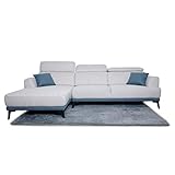 3 posti a sedere Mendler Divano angolare a L 3 posti HWC-G44 Tessuto Grigio Chiaro penisola a Destra con Tappeto