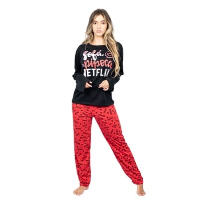 Kit 2 Pijamas Adultos Casal Netflix Longos Outono Inverno (GG, Feminino M)