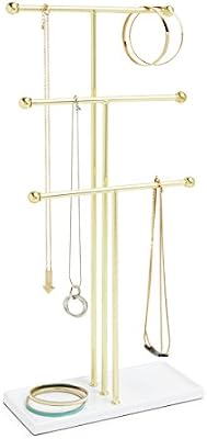 Umbra Trigem Soporte de joyería, Acero, Blanco/Dorado