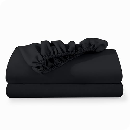 Bare Home 2-Pack Fitted Bottom Sheets King - Premium 1800 Ultra-Soft Wrinkle Resistant Microfiber - Deep Pocket (King, Black)
