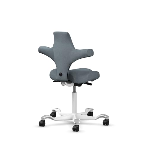 Image of HAG Capisco Sit to Stand Chair-White Frame-Upholstered Dark Gray