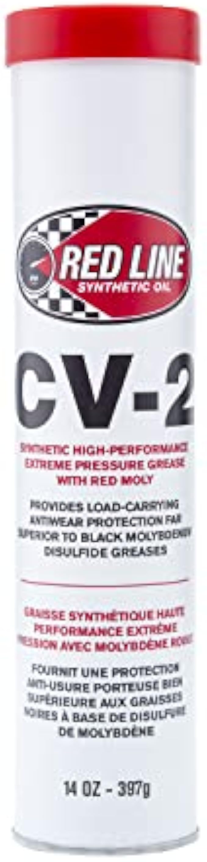 Red Line 80402 High Performance CV-2 Synthetic Grease Cartridge with Red Moly, 14oz