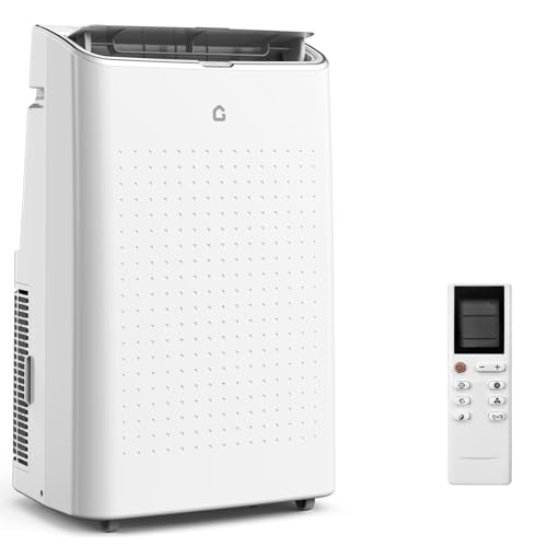 Garvee 14000 BTU Portable Air Conditioner for Rooms up to 750 Sq. Ft, 3-in-1 AC Unit with Cooling, Dehumidifier & Fan, 3 Fan Speeds, 24H Timer, Energy-Saving, Auto Swing, Remote & Window Kit, White