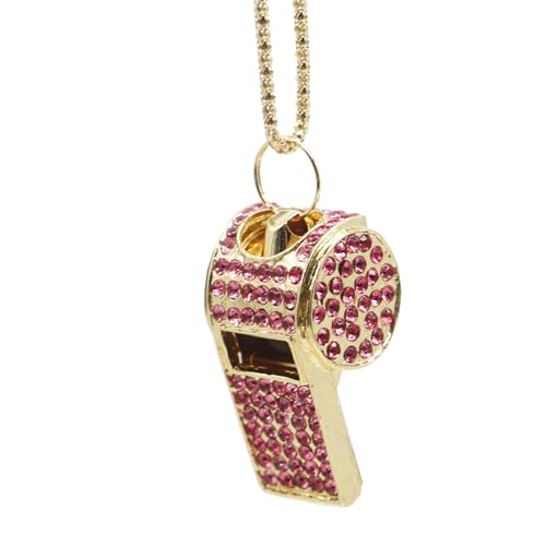 Draduo Metal Crystal Rhinestone Whistle with Keychain，Bling Loud Safety Whistle for Sports, Lifeguard, Teachers, Durable Coach Referee Training Accessories and Compact Emergency Whistle（Pink） - Thumbnail 4