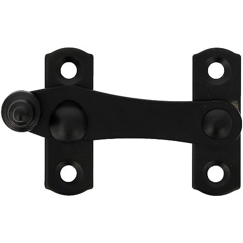 Amig - Heurtoir noir pour volets avec attache inversée Mod. 3 | 75 x 46 mm | Fermeture de sécurité anti-choc et rupture pour fenêtres | En acier | Avec vis