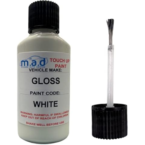 madAUTO GLOSS WHITE TOUCH UP KIT REPAIR KIT PAINT WITH BRUSH SCRATCH CHIP WHITE Cover