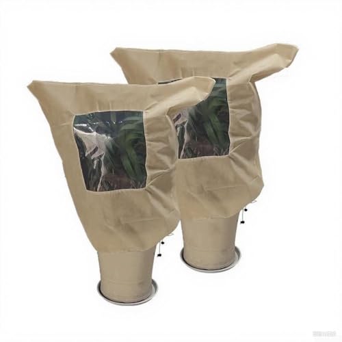 Cubierta fría reutilizable para plantas, 2 fundas de protección contra heladas de plantas, con cremallera y cordón, envoltura anticongelante transpirable para jardín, para heladas de invierno (80 x