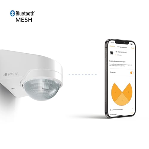 Steinel MD IR N270 Wei&szlig; - Smarter 270&deg; Bewegungsmelder f&uuml;r Wandmontage | Erweiterter Erfassungsbereich & App-Steuerung via Bluetooth Mesh| Perfekt f&uuml;r Fassaden & Hausecken