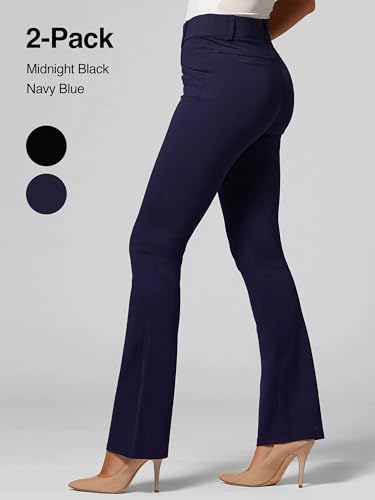 Conceited 2-Pack Stretch Slacks for Women - Wear to Work - Bootcut Dress Pants with Pockets - Black, Navy - (X-Large)3
