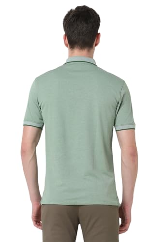 Image of Peter England Men's Premium Branded Regular Fit Half Sleeve Polo T-Shirt | Cotton Rich | Birds Eye Interlock Weave| No Pocket