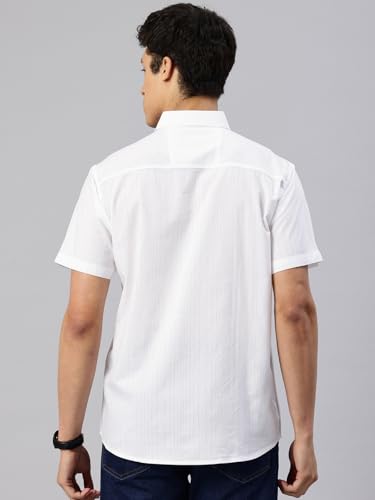 Image of Majestic Man Men's Pure Cotton Dobby Weave Checks Slim Fit Half Sleeve Casual Shirt