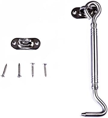QH-Shop Cabin Hook, Stainless Steel Hook and Eye Multi-Purpose Hooks for Shed Gate Garage Door Windows 153mm