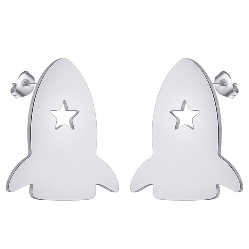 IOETSEUT Pendientes de Hombre Niñas Pendientes de Cohete Pendientes de Planeta Tachuelas de cartílago Joyería Sencilla Delicada Regalos de Fiesta de cumpleaños Regalos para Mujeres
