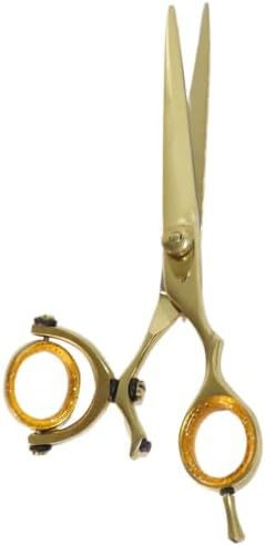 Swivel Thumb Ring Scissors J2 Steel, Barber Razor Edge Hairdressing Straight Cutting Golden Color
