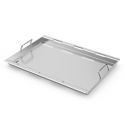 Stanbroil Edelstahl-Grillplatte mit 2 Griffen und Fettrille mit Loch, Ersatz für Weber Genesis II und Genesis II LX 300 Serie Gasgrills Cover