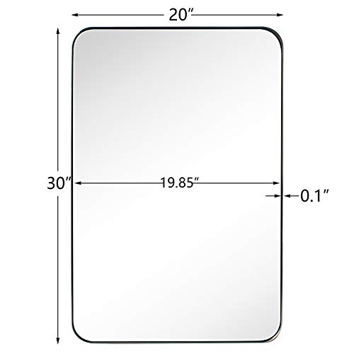 Gracto 20X30 Inch Brushed Nickel Stainless Steel Metal Framed Bathroom Mirror For Wall Mounted Rounded Rectangular Bathroom Vanity Mirror #TOP6