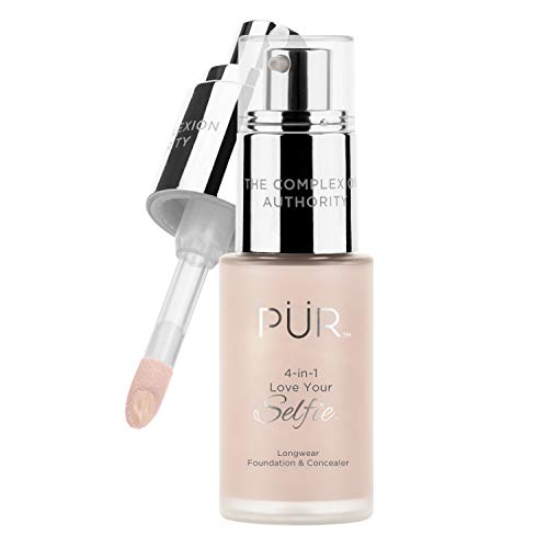 Pür Minerals 4-In-1 Love Your Selfie Longwear Foundation & Concealer, Full Coverage Liquid Foundation, Hydrating Formula, Cruelty Free #TOP11
