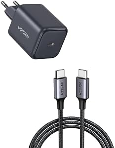 UGREEN Zapix Cargador USB C 45W con UGREEN Cable USB C 60W PD 3.0 1M