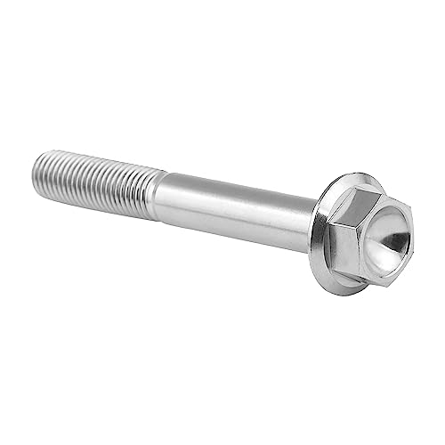 Image of Ti Screws M10 x 20 25 30 35 40 45 50 55 60 65 70 75 80 90 100mm 1.25 Pitch Titanium Flange Hex Bolt Pack of 4 (Silver, M10x100mm)
