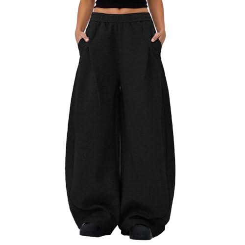 Pantalon de jogging large en coton pour femme en noir ou gris