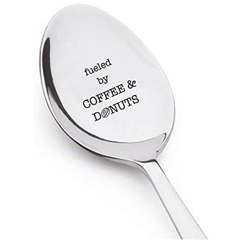 Ideas From Boston Fueled By Coffee And Donuts Engraved Stainless Steel Spoon Best Token Of Love Gifts For Coffee Donuts Lover Him Or Her Friends Valentine On Birthday Anniversary And Special Occasions Cover