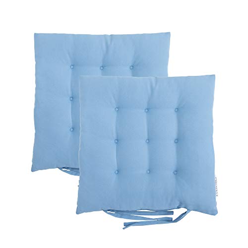 Loft 25 Seat Pads for Dining Chair | Garden Chair Cushions with Secure Ties | Slip Free Tufted hypoallergenic Cushion | Kitchen chair Pads Soft Comfy Seating | Comfortable and Durable (Turquoise)