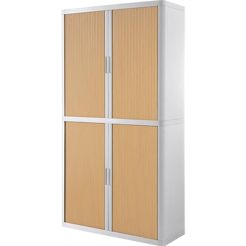 Paperflow | Rollladenschrank easyOffice® | 4 Fachböden | Höhe 2040 mm | weiß / Buche