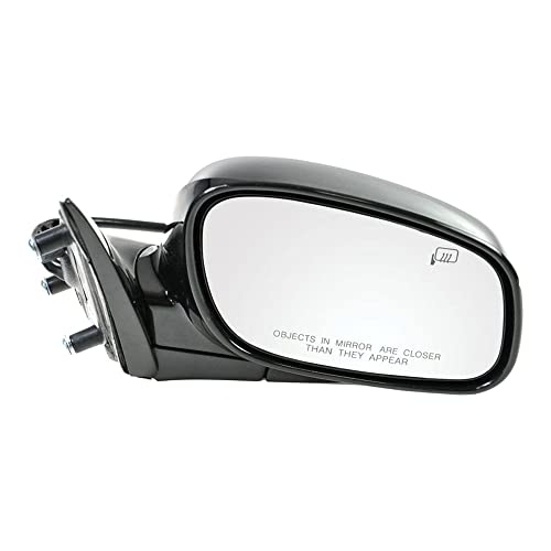 TRQ Passenger Side Mirror Assembly Electric Adjustment Heated No Memory Puddle Light Black Compatible with 2004-2008 Lincoln Town Car FO1321307 FO1321328
