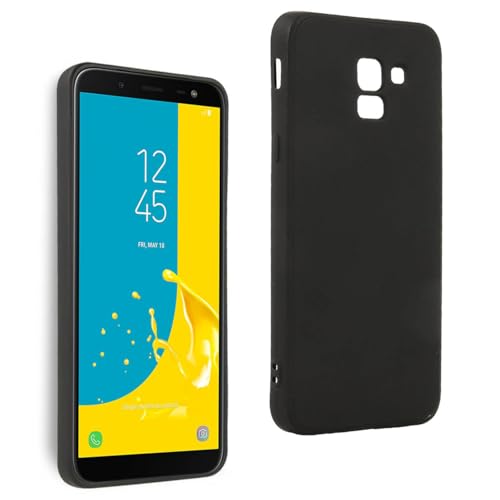 REY Cover in Gel TPU Nera per Samsung Galaxy J6 2018, Ultra Sottile 0,33 mm, Morbido Flessibile, Custodia Silicone