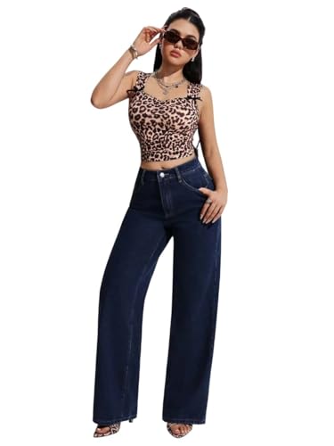 Image of KOTTY Women's High-Waist Button Relaxed Fit Casual Ankle Length Stylish Jeans