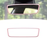 Lonuxi Car Rear View Mirror Protector Frame, Silicone Auto Rearview Edge Protection Cover Compatible with Model 3 and Y, Vehicle Interior Rear View Trim Frame Decoration, Car Accessories (Pink)