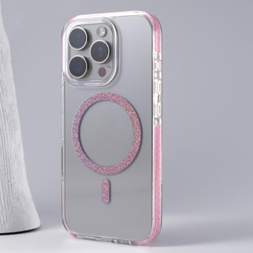 Coque iPhone 14 Pro paillettes rose compatible MagSafe