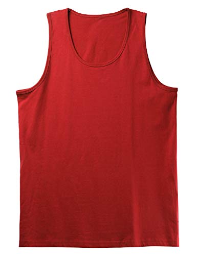 Hat And Beyond Mens Tank Top Soft Performance Boxing Gym Shirts Plain Muscle Tee (X-Large, 1Hcc02_Red) #TOP2
