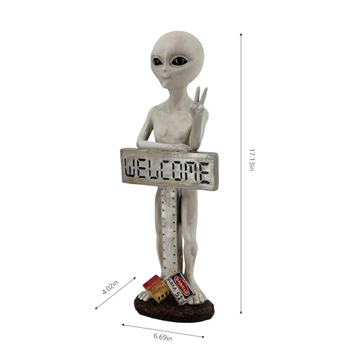 Estatua Alien de Resina con Letrero Bienvenida miniatura 3