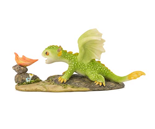 Top Collection Rex The Green Dragon - Mini Collectible Fantasy Figurine (Breathing Fire)