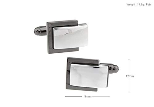 Mancuernillas Daesar Personalizadas Rectangulares Plata Negro miniatura 2