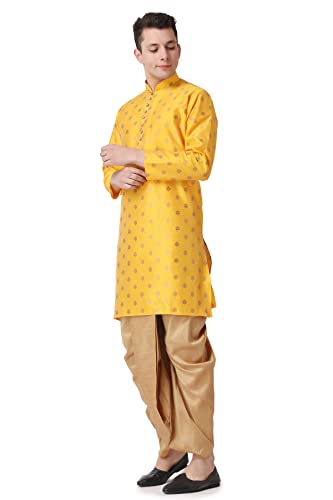 Image of Royal Kurta Men's Silk Blend Printed Kurta Dhoti Set