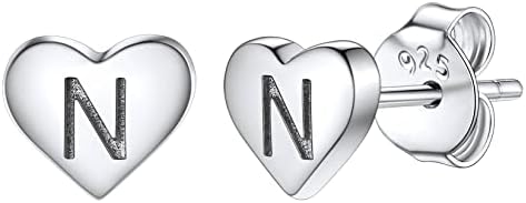 Silvora Sterling Silver Heart Letter Stud Earrings for Women Teen Girls with Gift Packaging