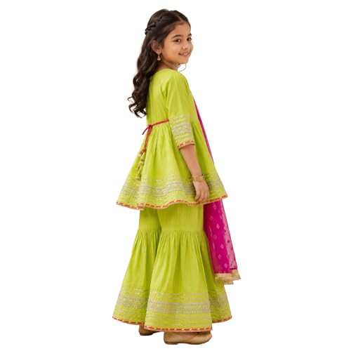 Image of LITTLE GINNIE Girls Kurta Sharara Set | Traditional Ethnic Wear for Kids