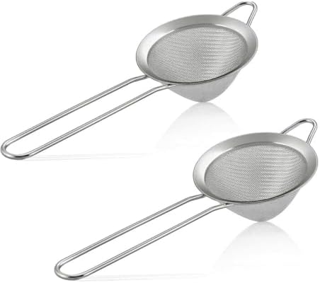 2Pcs Conical Fine Mesh Strainer,Fine Mesh Strainer Set,3.3 Inch Stainless Steel Mesh Sieve with Sturdy Long Handle,for Tea, Cocktail, Coffee, Juice, Flour
