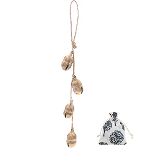 Brass Rustic Hanging Bells for Door Knob Decoration, Home Garden Decor Shopkeepers Bell on Rope (Rope Rustic Bells)