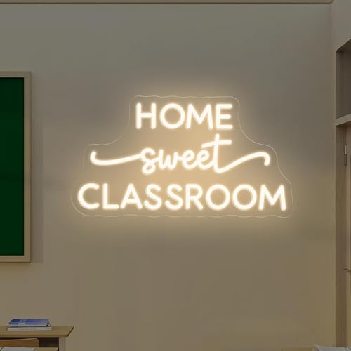Image of Home Sweet Classroom Neon Sign Classroom Door Hanger Teacher Christmas Gift Teacher Sign Light for Teachers, Back to School Gifts, Classroom Decor