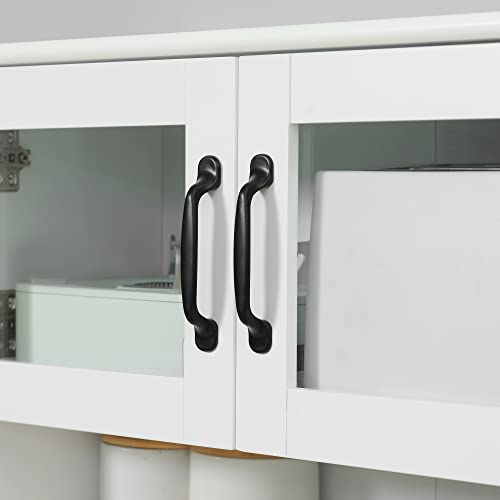 Miniatura 8 de Homcom Alacena De Cocina Mueble Buffet De Cocina Con 4 Puertas Cajón Y Estantes Ajustables Para Salón Comedor Estilo Moderno 60x38x161 Cm Blanco