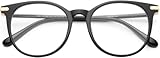 Gaoye Blue Light Blocking Glasses, Retro Round Eyewear Frame Anti Eyestrain Computer Glasses for Women Men - GY1688 (Light Black Frame/Transparent Lens)