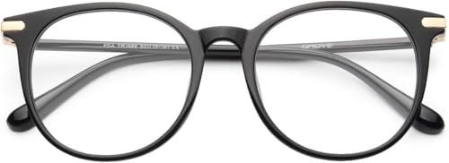 Gaoye Blue Light Blocking Glasses, Retro Round Eyewear Frame Anti Eyestrain Computer Glasses for Women Men - GY1688 (Light Black Frame/Transparent Lens)