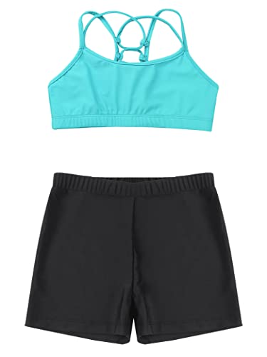 Kids Girls Ballet/Dance/Gymnastics/Sports Outfit Crop Tops with Booty Shorts Activewear Swimwear3