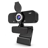 Lusinx Webcam for Computer, USB Plug&Play, Auto Low Light Correction, Privacy Cover, Tripod, Wide Angle for Meeting/Online Video/Zoom, Web Cam with Microphone (1080p)